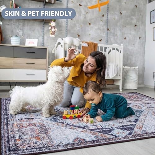 Image of Dream Weaverz Anti Slip Rectangular Carpet for Living Room & Hall | Silk | Flat Woven Soft Washable Floor Mat for Home, Bedroom Floor & Kitchen | Durable Anti Skid Rug for Daily Use (4 X 6) feet