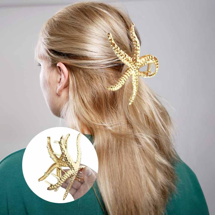 3Pcs Large Starfish Hair Claw Clips Gold Large Seashell Hair Accessories for Women Beach Wedding Summer Vacation Boho Hair Clamps - Image 5