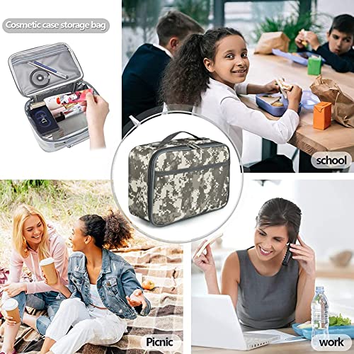 Grkjgytech Lunch Box For Kids Boys, Insulated Camo Tote Bag Leakproof Thermal Cooler Reusable Lunch Bag For School Office Outdoor, Camo Grey #TOP6