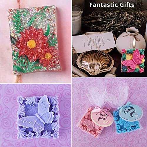 Silicone Soap Molds, Aidoit 2 Pack Butterfly Flower Soap Molds 3D Floral Silicone Molds For Handmade Soaps Diy Candles Chocolates Biscuits Cakes Muffins Art Crafts #TOP3