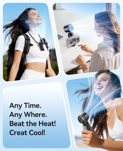 KIMMOO Mini Portable Handheld Turbo Fan, Small but Mighty, 12 Hours Long-Lasting, 199-Speed Rechargeable battery Hand Held Fans, Personal Cooling Fan for Outdoor Travel, Gifts for Women & Men (Black) — view 4