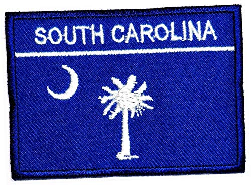 South Carolina Country Flag National Iron On Patches Embroidered Biker Motorcycle MC Club DIY Applique Sew Iron On Men Shoulder Shirt Jackets Jeans Vest (05)
