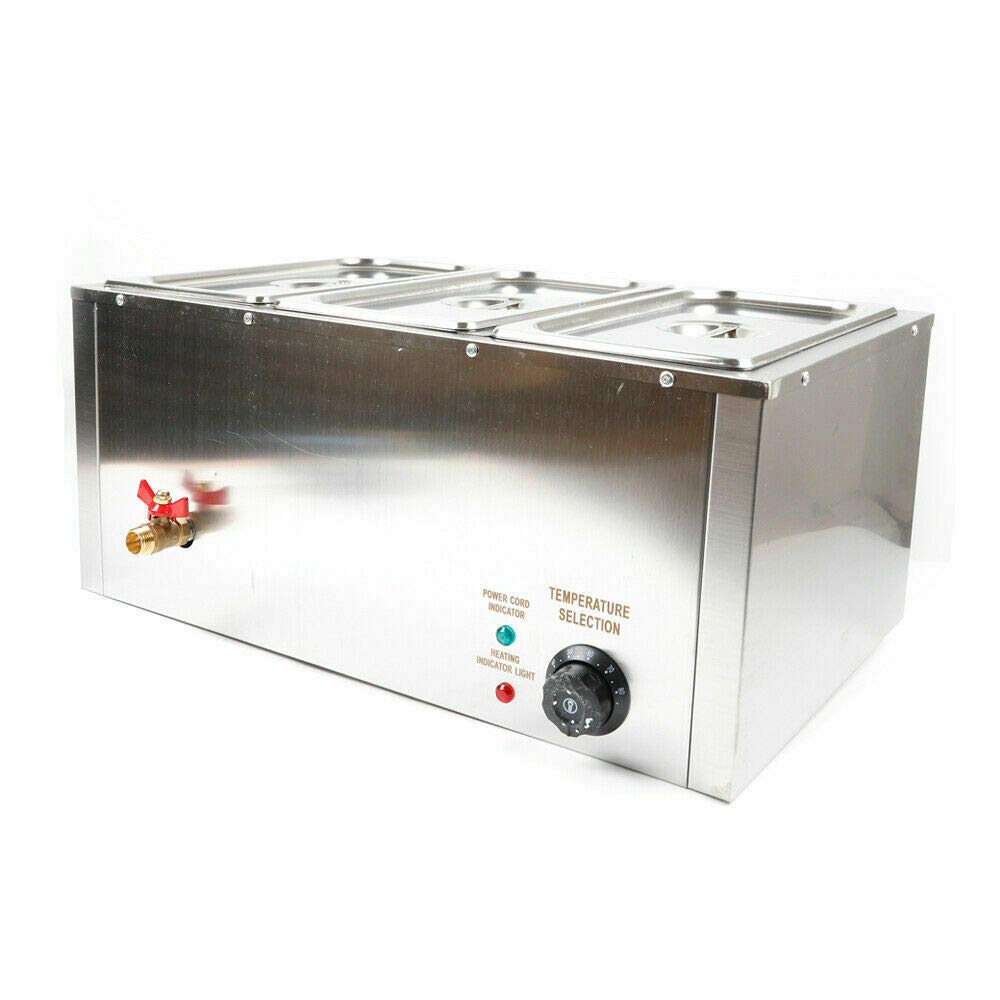 1/3 x 3 set di scaldabagni elettrici, 7 l, in acciaio inox, per bagnomaria calda