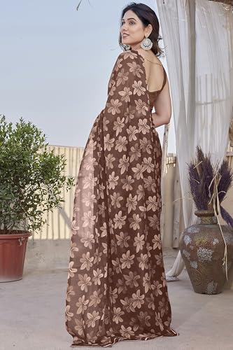 Image of MIRCHI FASHION Saree for Woman Chiffon Floral Printed | Lightweight Daily Wear Comfortable Women's Sari with Unstitched Blouse Piece (Available in 15 Designs)