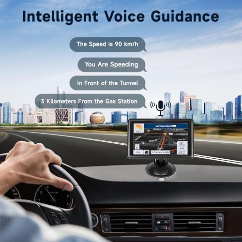 5 Inch Car Sat Nav, Touch Screen GPS Navigator for Car, Truck, HGV, RV with 2025 UK Maps, Lifetime Free Updates, Satnav Support Postcode Search, Voice Guidance, Lane Guidance Assist, POI