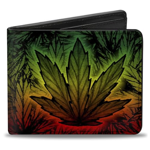 Buckle-Down Men's Bifold Wallet Weed, Multicolor, 4.0