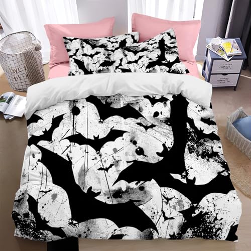 Housse de couette 3D batte 220x240cm avec 2 taies d'oreiller blanches en microfibre pour lit - 2