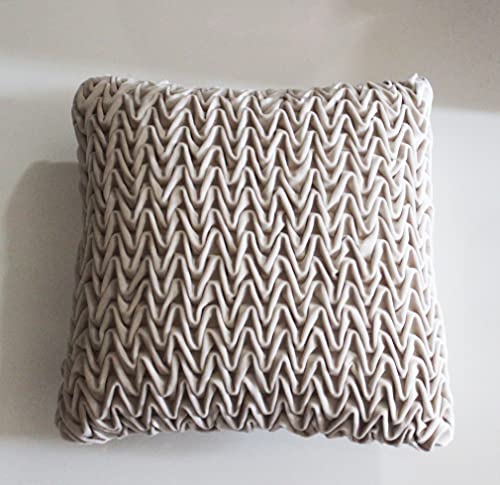 Image of Monstera Hut Corded Wavy Suede Misty Ivory Cushion Cover Pack of 1, (Cushion Cover 16x16inch) (40.6 x 40.6 cm)