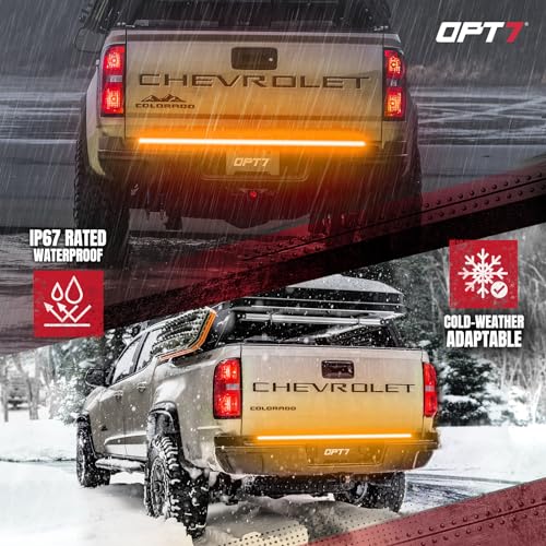 OPT7 Plug'n'Play Harness for 2022-2024 Maverick 2.0L EcoBoost Without BLIS (Not for 2.5L Hybrid Engine) & OPT7 48" Redline Triple Row LED Tailgate Light Bar w/Sequential Amber Turn