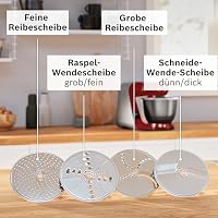 Bosch Küchenmaschine MUM5 MUM5X720, integrierte Waage,Edelstahl-Schüssel 3,9L, Mixer 1,25L, Profi-Knethaken, Planetarisches Rührgetriebe, Rührbesen, Durchlaufschnitzler, 1000 W, Silber/Dunkelrot – Ansicht 9