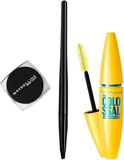 Maybelline New York Lasting Drama Gel Eyeliner ,Blackest Black, 2.5g And New York Volume Express Colossal Masacara, Waterproof, Black, 10 ml Matte Finish