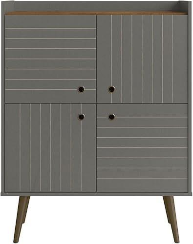 Manhattan Comfort Armario moderno de mediados de siglo de 45.5 pulgadas para oficina en casa y sala de estar, incluye 4 compartimentos ocultos con