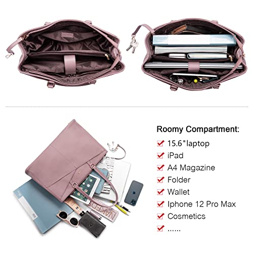 Image of Laptop Tote Bag for Women 15.6 Inch Waterproof Leather Computer Laptop Bag Women Business Office Work Bag Briefcase Large Travel Handbag Shoulder Bag