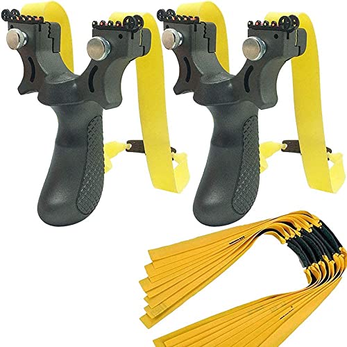 Slingshot 2 pcs High Velocity Catapult with 6 Pcs Flat Bands Powerful Professional Sling Shot with Aiming Points for Adult Shooting Fishing Hunting Competition