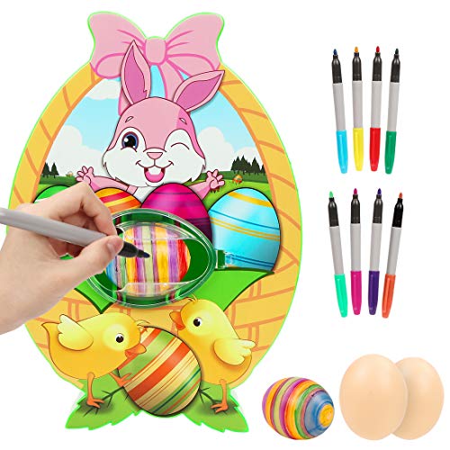 Wishstar Osterei Dekorationsset,Osterei Maschine mit Spinner,Eiermalmaschine Enthalten 8 Farben Marker Stiftes,Ostern Geschenke