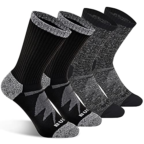 Busy Socks Cushioned Crew Sport Socks for Men Women, Recycled Lightweight Moisture Wicking Athletic Cycling Socks 4 pack
