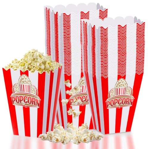 20 Pcs Popcorn Boxes - Popcorn Containers Buckets for Pop Corn Machine, Sturdy and Durable, Pop Corn Containers, Convenient Movie Night Supplies, Perfect for Families, Parties, Carnival