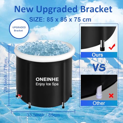 XL Ice Bath Tub for Athletes, Outdoor Cold Plunge Tub, Portable Ice Bathtub for Cold Water Therapy Recovery, Upgrade Aluminum Alloy Supports, 85 x 85 x 75cm