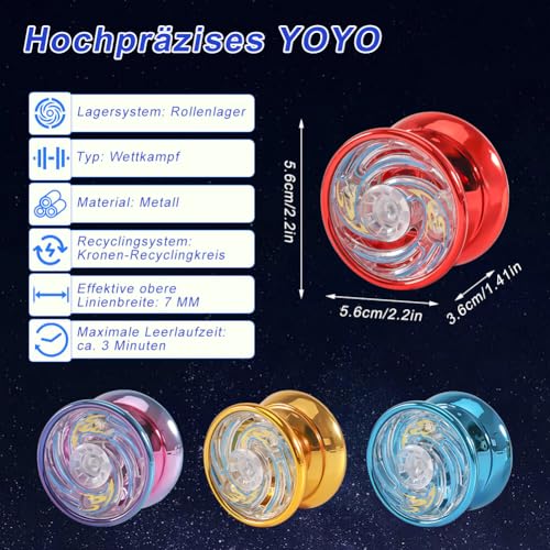 4 Stück LED Licht YoYo,Finger Spin Trick YoYo für Kinder, Kunststoff Responsive Yoyo, Reaktives Kugellager JoJo Kleine Geschenke für Kinder | Piñata-Füllungen Geeignet für Anfänger-Jo-Spieler