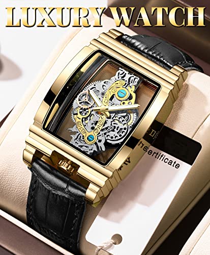 Buy FORSINING Men's Luxury Hollow Skeleton Watch Black Gold - Image 5