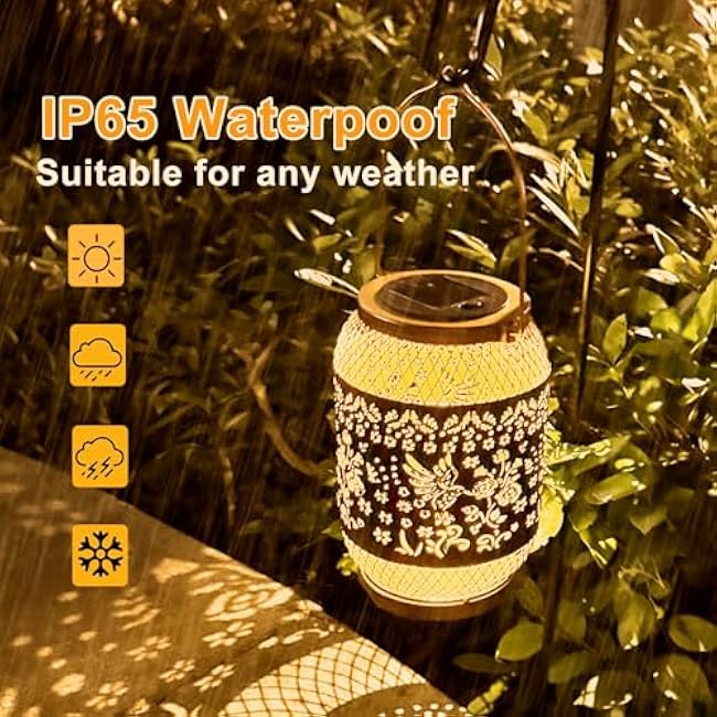 Solar Lantern Outdoor Waterproof,Birthdays Gifts for Women Mom Grandma,Hummingbird Garden Decor,Metal Hanging Solar Lights Decorative for Christmas,Thanksgiving,Backyard,Patio,Porch,Lawn