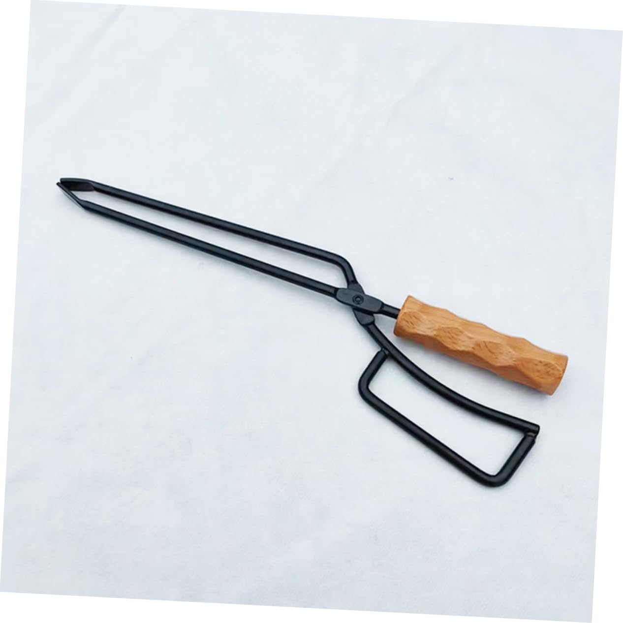 Pinza per Carboni da Barbecue Manico in Legno, Ferro | Stufa Interno e Campeggio, Impugnatura Ispessita, per Spostare Legna da Ardere
