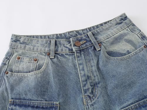 Cargo Jorts Y2k Baggy Cropped Jeans Grunge Denim Capri Pants Casual Wide Leg Streetwear Men Unisex Fashion3