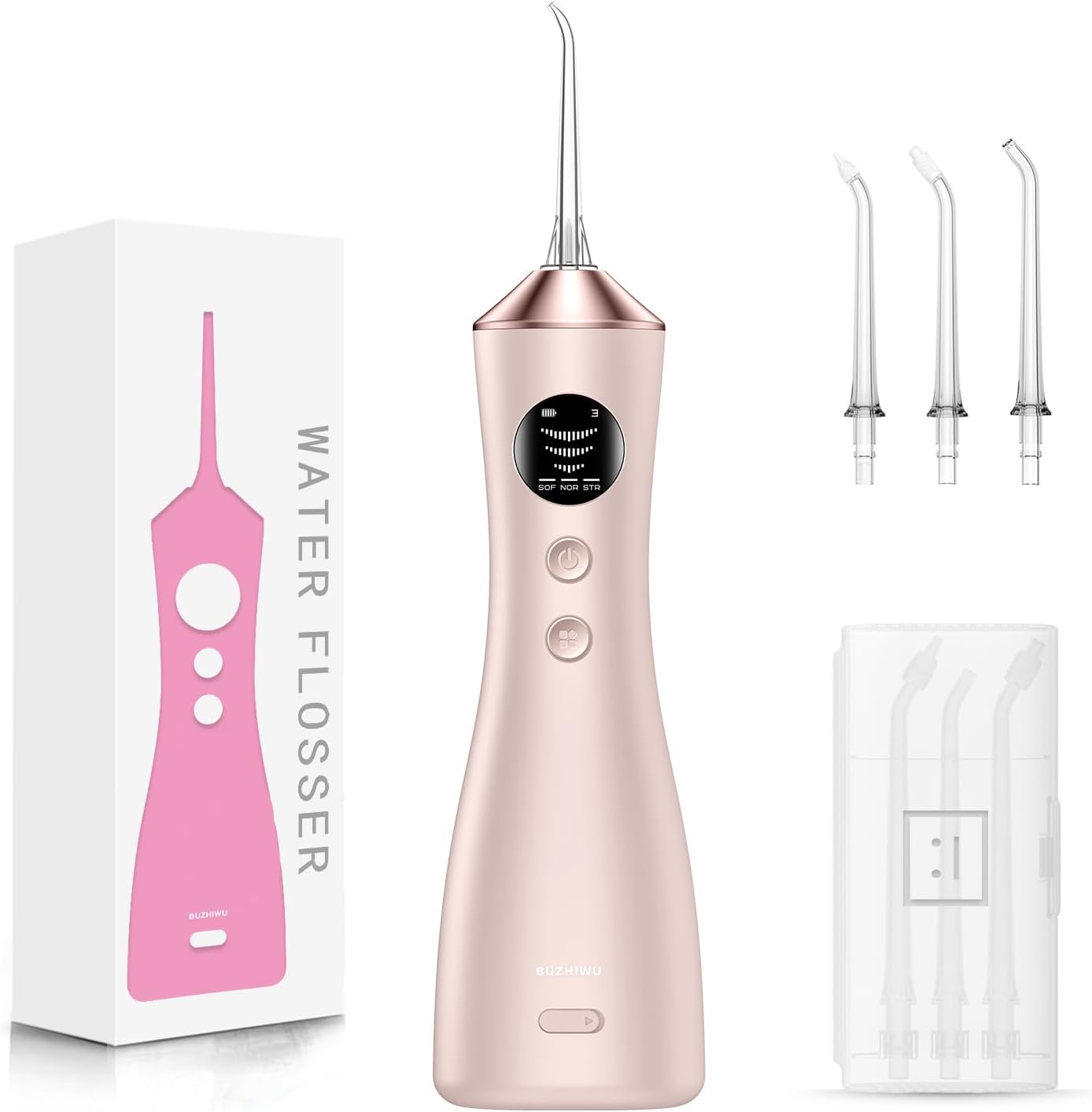 Water Dental Flosser for Teeth, Portable Cordless Water Flosser with 300ML Rechargeable with Type-C, IPX7 Waterproof Water Flossers for Adults with 3 Intensity Modes and 3 Flossing Tips