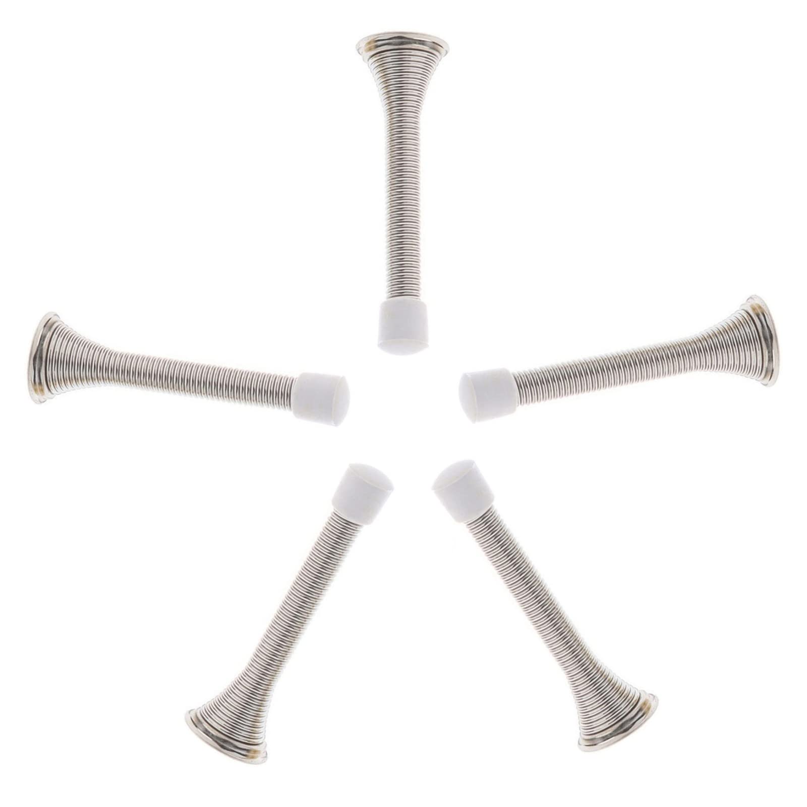 Wangcl Siliver 5Pcs Chrome Silver Spring Door Stop Stops Stopper Doorstop Inc Fixings And Screws