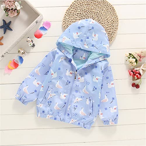 Kids Girls Hooded Jacket Printed Windproof Zipper Outerwear Loose Casual 𝗪aterproof Raincoat with Pocket2
