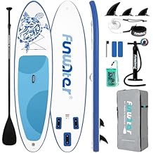 FunWater 10633"6" Inflatable Stand Up Paddle Board with Premium SUP Paddleboard Accessories,Adults & Youth for All Skill Levels, Included with Board, Paddle, Pump, Three Fins, Backpack Blue