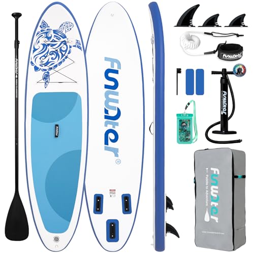 10'6" x 33" FunWater Inflatable Stand Up Paddle Board w/ Paddle, Pump, & More