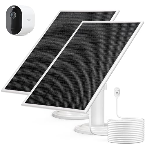 6V 4.5W Solar Panel Charge for Arlo Pro 4 / Pro 3 / Arlo Pro 5S 2K / Arlo Ultra/Ultra 2 / Arlo Go 2, IP 65 Waterproof for Continuous Power Supply in The Outdoor - Magnetic Connection Port-2Pack