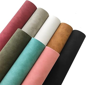 8 Pcs Colored Faux Suede PU Leather Fabric, Soft Smooth Synthetic Crafts Leather Fabric for Handicraft DIY Projects 21cmx30cm
