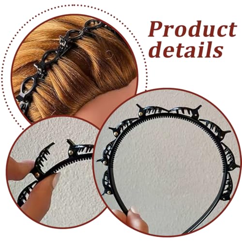 ZORVUJI 2 Stück Hair Twister Haarreifen, Double Bangs Hairstyle Hairpin, Haarreifen mit Klammern, Doppelknall Frisur Haarnadel, Haarreif mit Zähnen für Damen