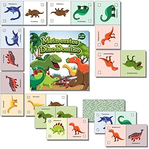 Mein erstes Dinosaurier Domino | für Dino Fans ab 3 Jahren | Spieleklassiker für Jung und Alt | kindgerecht illustrierte Dinos mit besonderem Lerneffekt | Kinderspiel Merkspiel Legekartenspiel Cover