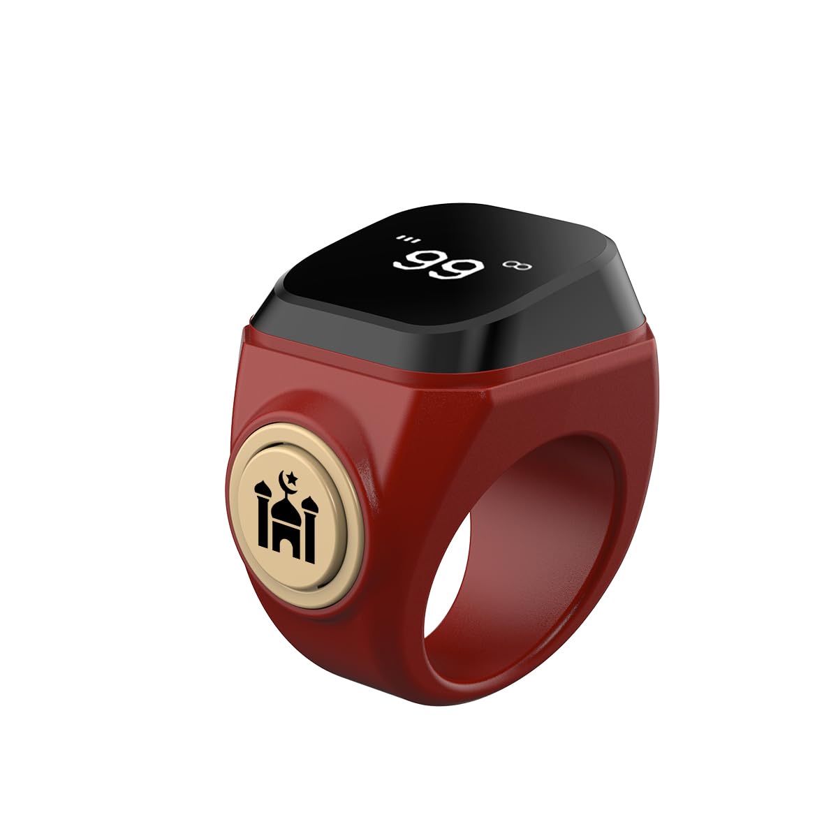Smart Tasbih Counter,20mm (10) Muslim Digital Azan Alarm Clock Zikr Ring,APP Support Digital Counter Prayer Reminder Rings, Waterproof 4 Digit Finger Counter for Muslims(Red)-image-37
