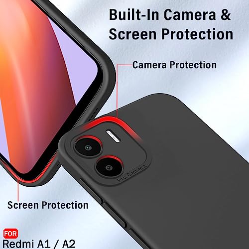 Image of TheGiftKart Liquid Silicon Back Cover Case for Mi Redmi A1 / A2 | Stylish Camera Protection Module | Micro-Fibre Lining Inside | Shockproof Back Cover Case for Mi Redmi A1 / A2 (Silicone, Black)