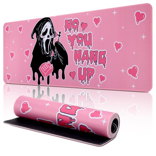 Mauspad XXL, Halloween Gespenst Gaming Mauspad, 800×300MM Mauspad Groß, Verbessert Präzision und Geschwindigkeit, Mauspads mit Genähte Kanten, Rutschfeste Gummi Schreibtischauflage