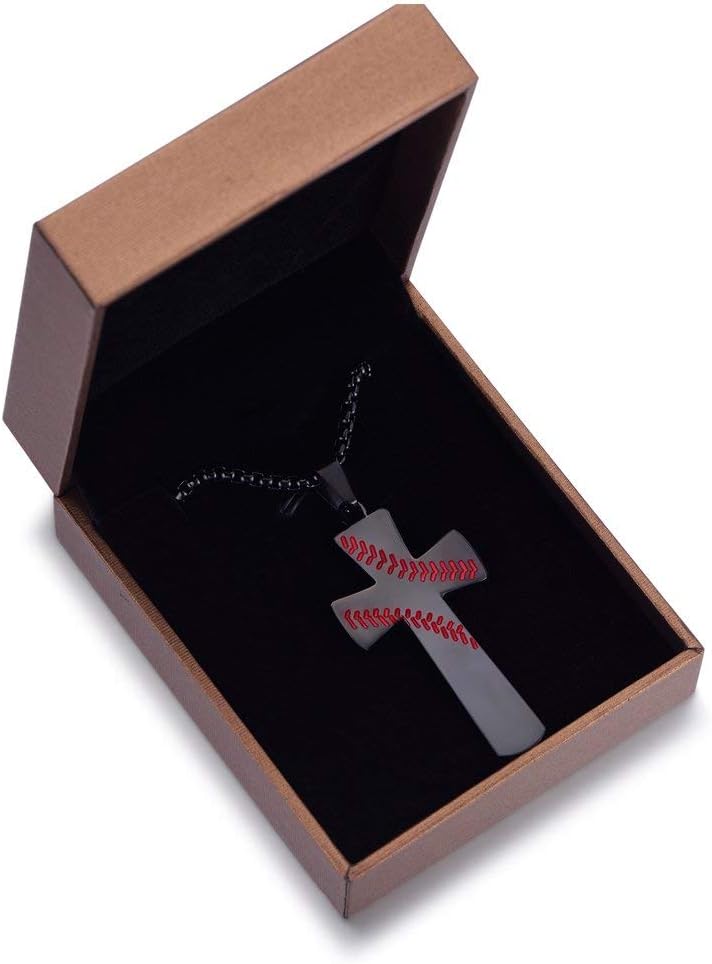 Rehoboth Baseball Cross Pendant Necklace for Men Women Adjustable 22+2" Stainless Steel Chain - Image 5