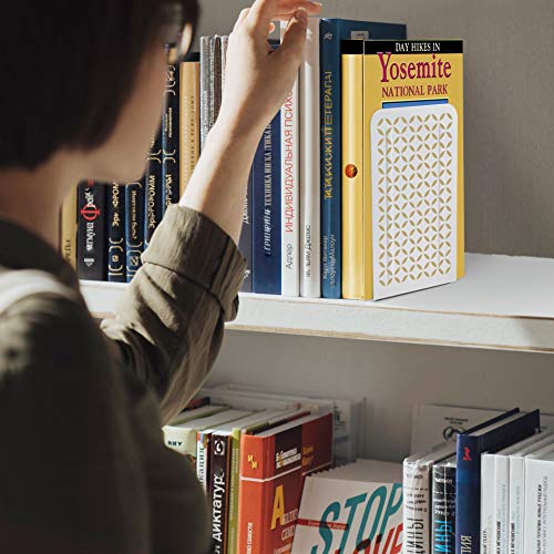 Acrimet Metal Bookends Design Series (Heavy Duty) (White Bookend With Gold Design) (1 Pair Pack) #TOP2