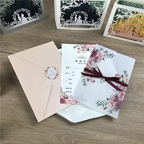 25PCS Printed Translucent Vellum Wraps Invitations Cards with Envelopes Inner Sheets for Bridal Shower Invite Baby Shower Invitations Wedding Rehearsal (Navy)
