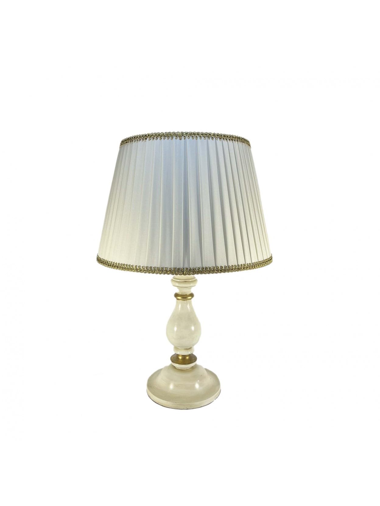 Generico Lume grande, lampada da tavolo classico in legno avorio-foglia oro 1 luce Dbs 100/bg-l per salotto, cameretta, soggiorno, camera da letto.