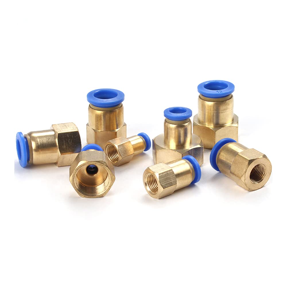 ezqnirk 1PCS PCF Air Pipe Fitting Hose Tube BSP Female Thread Brass Pneumatic Connector Quick Joint,PCF12-04