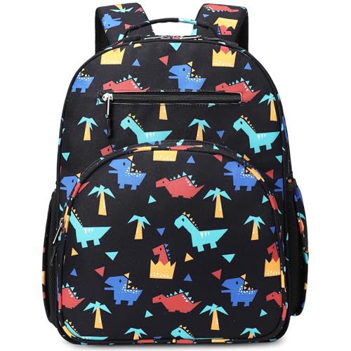 abshoo Cute Lightweight Kids Backpacks for Boys Kindergarten Elementary School Backpack for Boy ages 4-8 (Dinosaur Black Triangle)