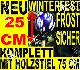 BTV Gartenkugel Grösse 25 cm gartenkugeln KOMPLETT MIT HolzSTIEL