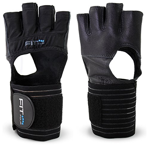 Fit Four The F4X Spartan - Full Leather Palm Callus Guard WOD Workout Gloves for Weight Lifting & Cross Training Athletes (Leather, Large)