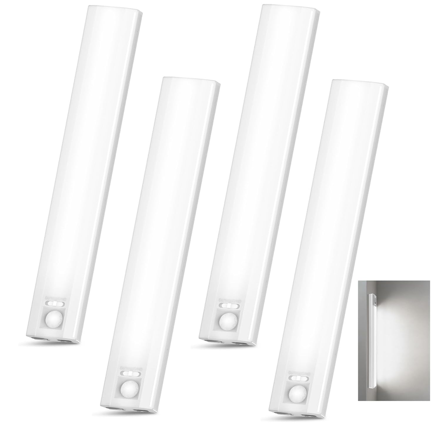 Iluminación para debajo del gabinete de 10 pulgadas, 68 LED con sensor de movimiento para interiores, batería recargable, luz magnética para armario, luces inalámbricas para debajo del mostrador para