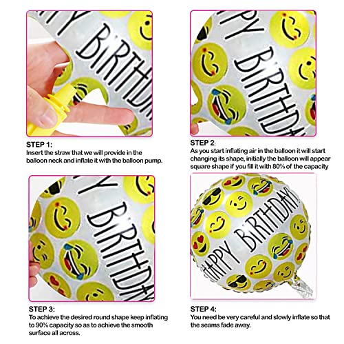 Image of AMFIN (Pack of 7) Theme Birthday Balloons / Happy Birthday foil Balloon / Emoji Balloons for Decoration / Emoji Decoration / Birthday Decoration / Kids Decoration Birthday