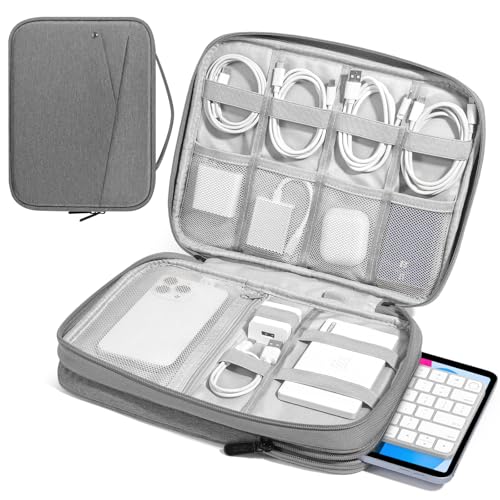 MoKo 9-11 Inch Tablet Sleeve Bag for New 11-inch iPad Pro M4 & Air M2 2024, iPad 10th Gen 10.9, iPad Air 5/4th 10.9, iPad 9/8th 10.2, Double Layer iPad Bag with Non-Slip Carrying Handle, Light Gray